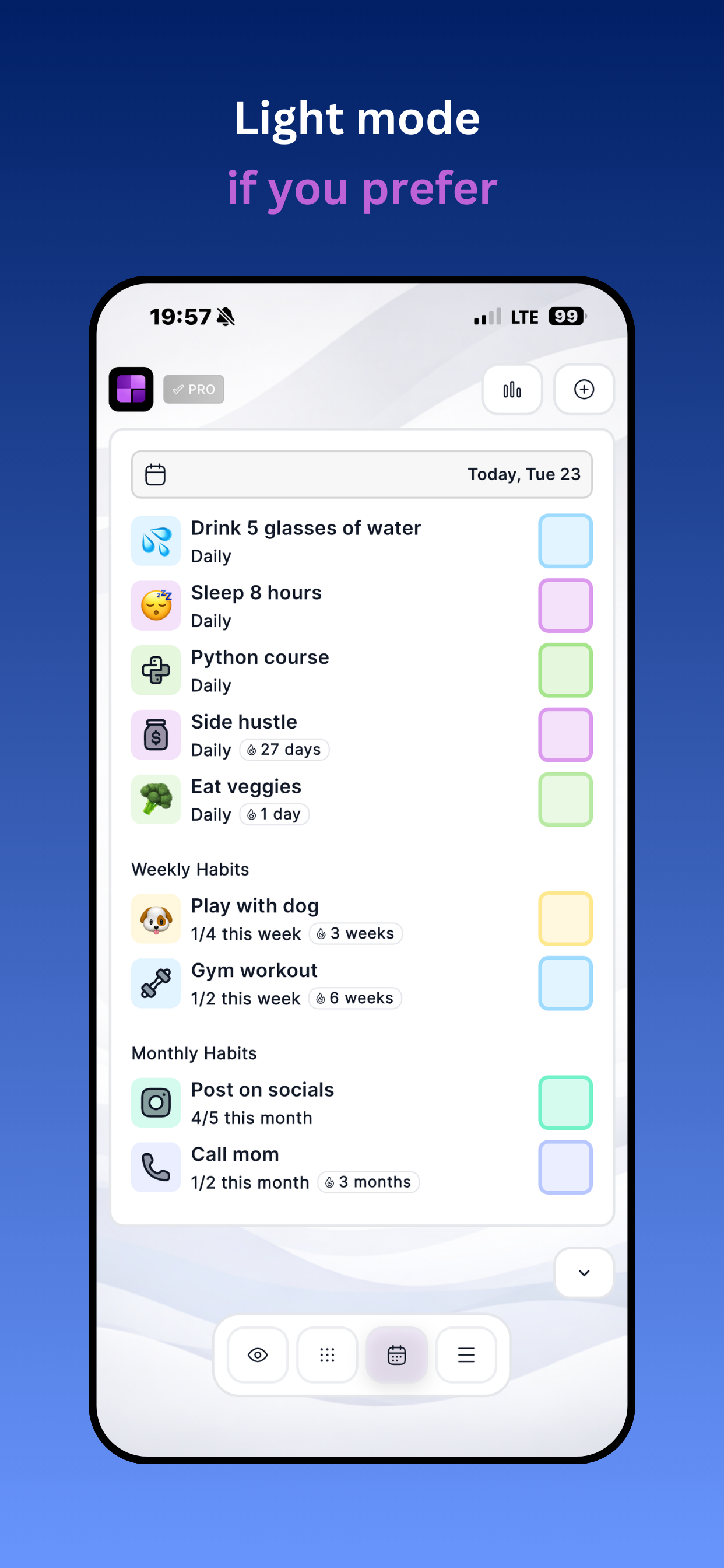 Light mode interface preview